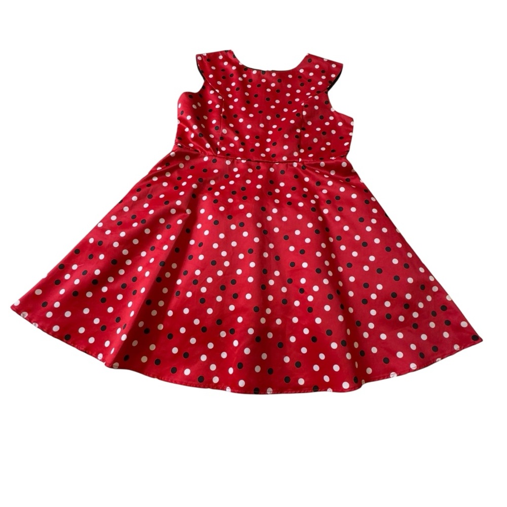 Disorderly Kids Sleeveless Charming Red Polka Dot Lined Party Dress Sz XL EUC
